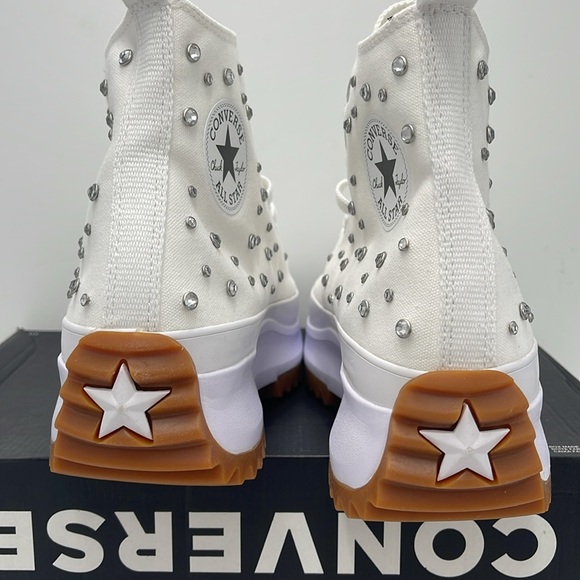 Converse Men’s High-Top Platform Sneakers A10289C RUN STAR HIKE HI WHITE/BLACK - Picture 13 of 16